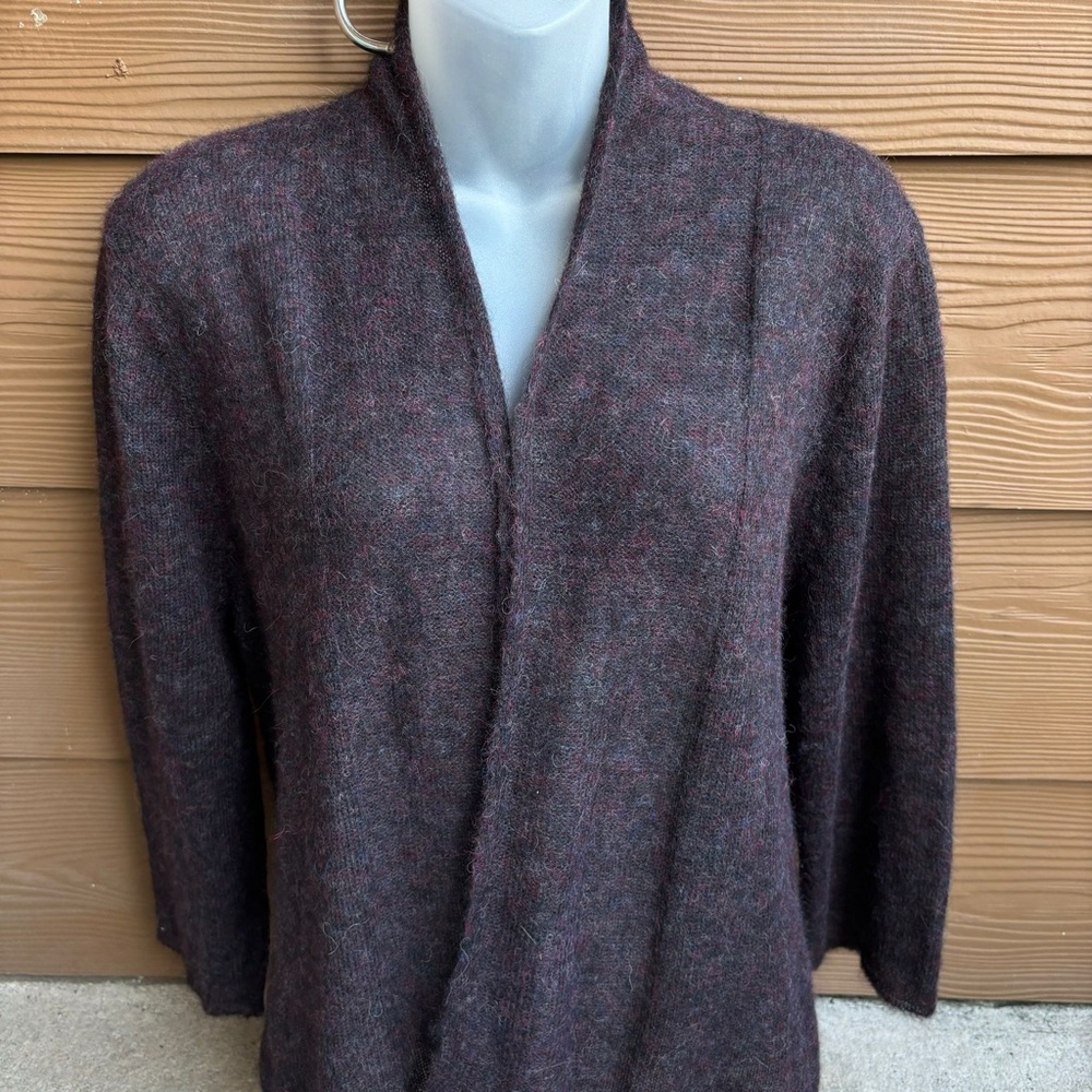 Peruvian Connection Women's Purple Baby Alpaca Sweater Cardigan - Picture 3 of 9
